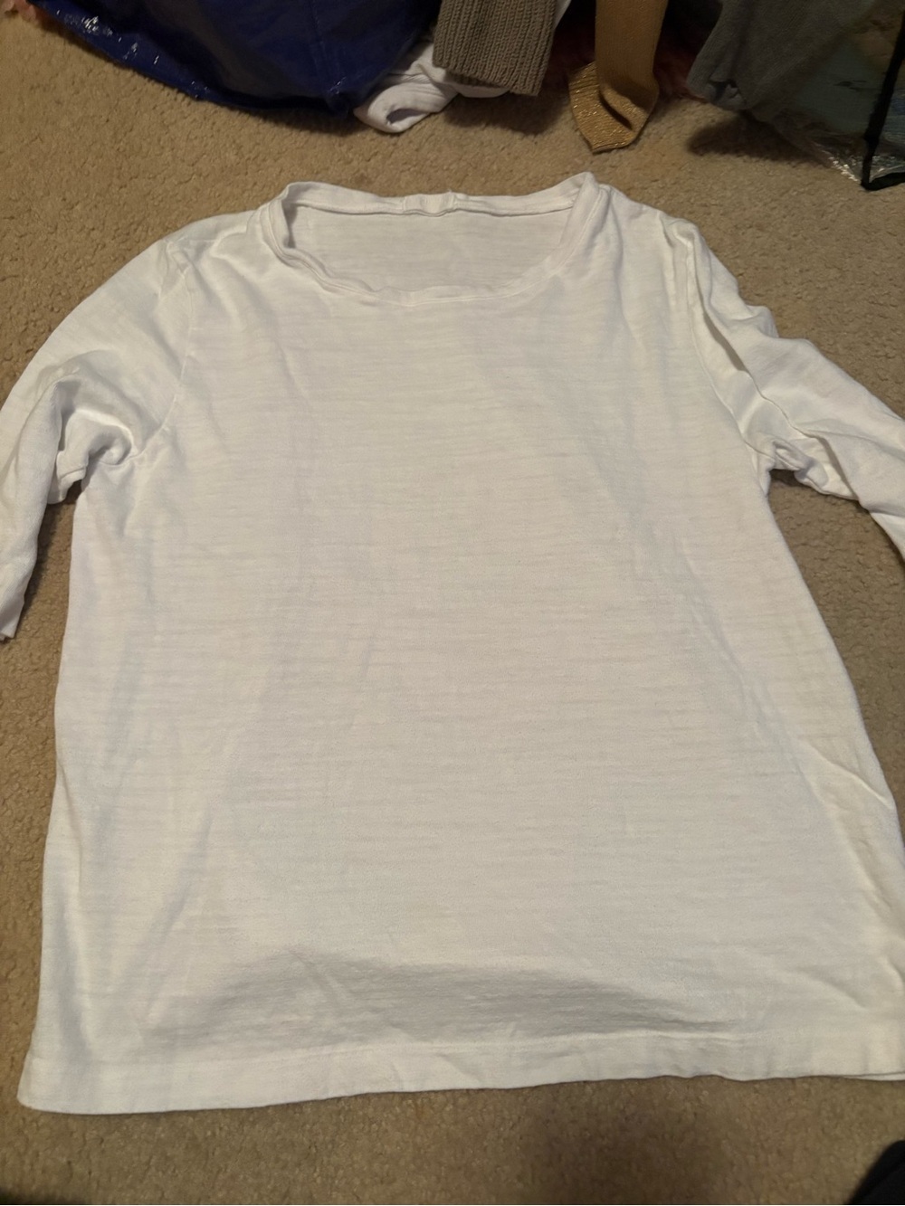 CP Shades White Slub Cotton 3/4 Sleeve Top Size Large Made in USA Casual Boho